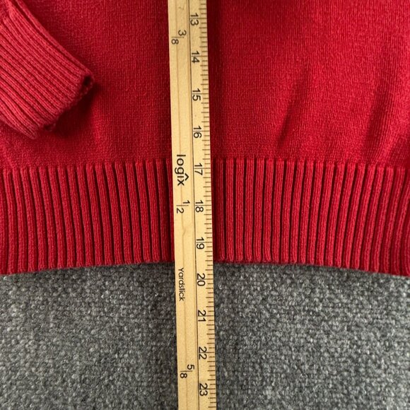 Ralph Lauren Polo Jeans Medium Red Knit Turtleneck Women Flag Sweater USA Logo - Picture 6 of 14